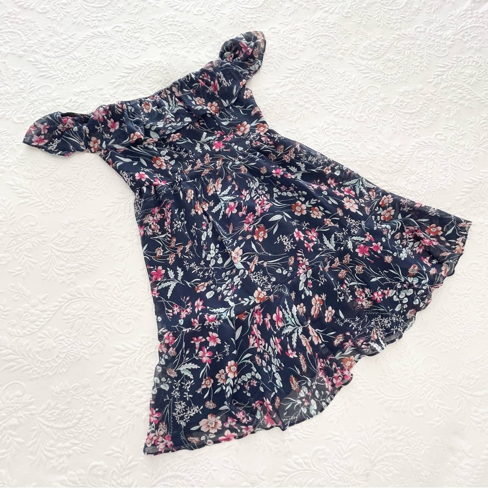NWOT Lulus My Favorite Navy Blue Floral Print Off-the-Shoulder Dress Small - Picture 5 of 7